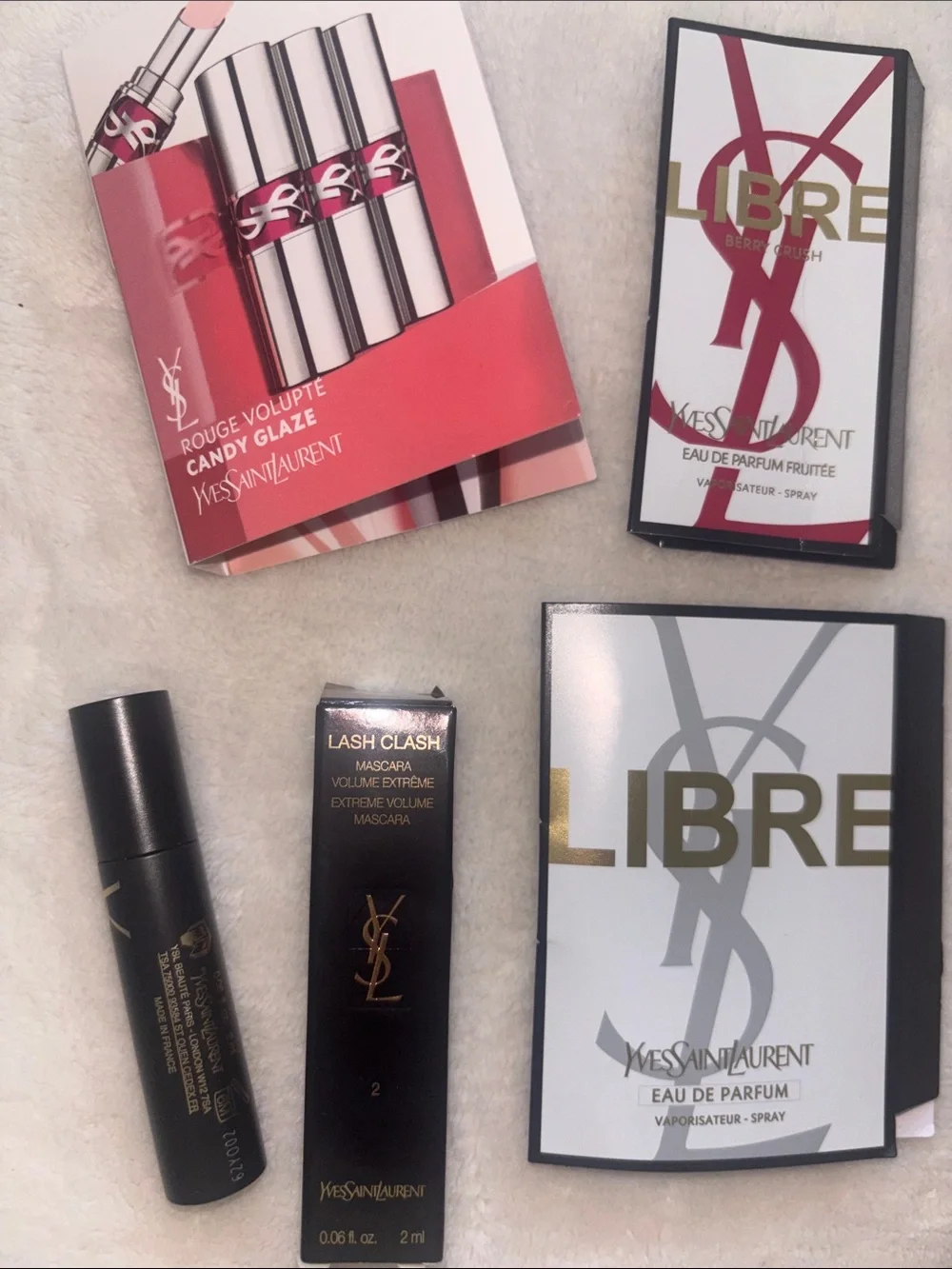 Yves Saint Laurent Candy, Lash Clash Mascara & Libre Edp and Berry Sample